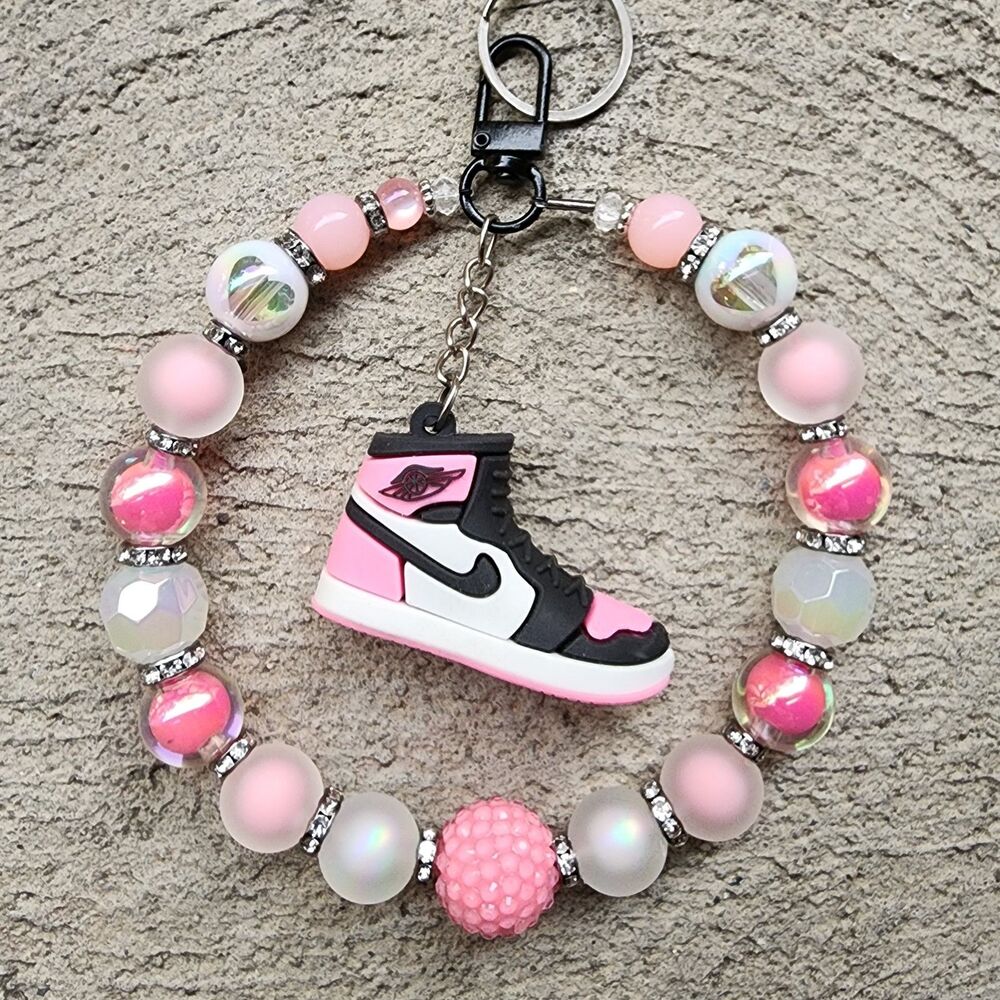 Beaded Keychain, Phone Charm, Bag Charm, Purse Charm, Bag Clip - Nike Air Jordan